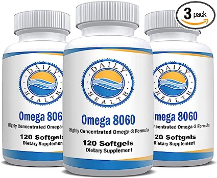 Daily Health, Omega 8060 2400mg 360 Softgels 6 Months Supply 3 pk Fish Oil