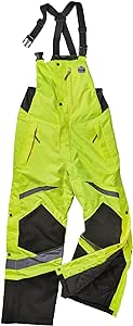 Insulated Thermal Bib Overalls, High Visibility, Weather-Resistant, 4XL, Ergodyne GloWear 8928,Lime