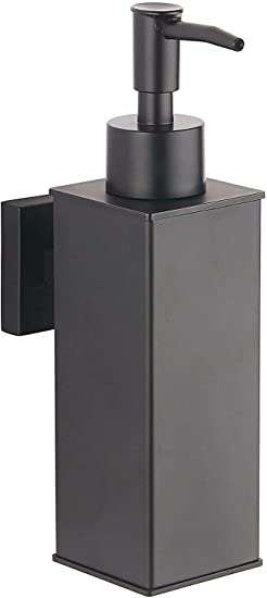 BGL Soap Dispenser Stainless Steel 304 Wall Mount Liquid and Soap Dispenser for Kitchen and Bathroom (Black, Square)