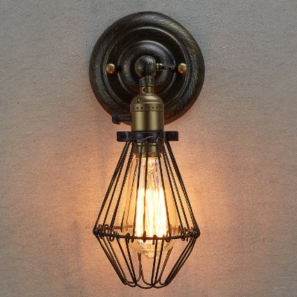 Ecopower Vintage Style Industrial Opening and Closing Light Wall Sconce Cage Lamp Guard--1 Pack