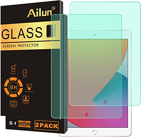 [Eye Protection] Ailun Anti Blue Light Screen Protector for New iPad 8,iPad 7 (10.2-Inch, 2020&2019 Model, 8th&7th Generation) [2Pack] 2.5D Tempered Glass Anti-Scratch Case Friendly