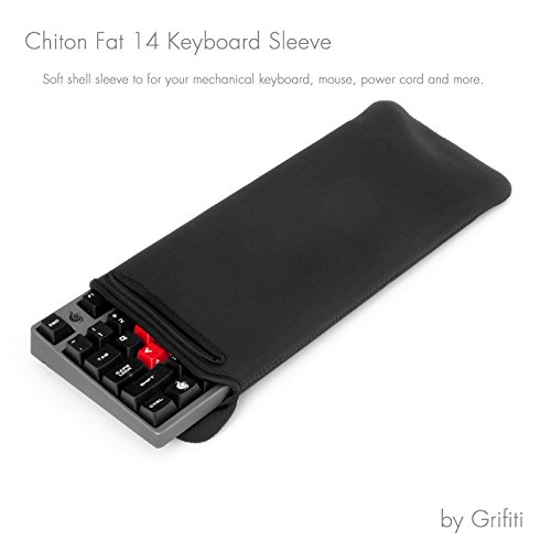 Grifiti Chiton Fat 14 6" x 15" Neoprene Keyboard Sleeve for 10keyless Mechanical and Standard Keyboards, Logitech, Amazon Basics, Ivation, Azio, Razer, Steelseries, CM Storm, CM Quickfire and other 14-15 Inch Fat 10keyless Keyboards with Mouse Pocket