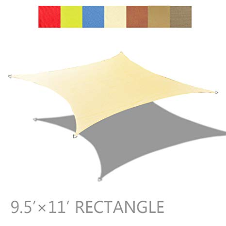 Alion Home 9.5' x 11' Rectangle PU Waterproof Woven Sun Shade Sail (1, Scotchbutter)