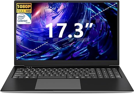 SGIN Laptop 17.3 Inch 1080P IPS FHD Display, 512GB SSD 8GB DDR4, Computer with Intel Celeron Quad-Core Processor, 2.4G/5Ghz WIFI, 2xUSB 3.2, Bluetooth4.2, Long Capacity Battery, Type-C