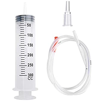300ml Syringe with 31.5in Plastic Tubing, Reusable Extra Large Syringes for Glue Dispensing, Scientific Labs, Watering, Refilling, Filtration, Feeding, Nutrient Measuring, Motoring Applications