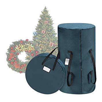 Tiny Tim Totes 83-DT5530 Premium Green Canvas Christmas 9 Foot Tree Storage 30" Inch Wreath Bag