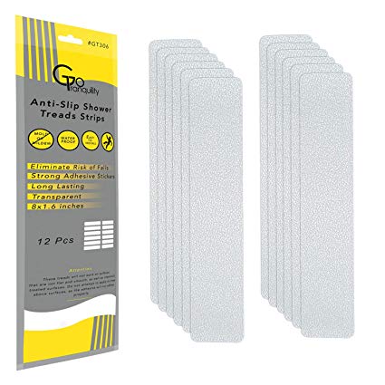 GoTranquility Anti Slip Safety Shower Strips Treads to Prevent Slippery Surfaces in The Bathtub Clear PEVA Tape Non-Slip Stickers (Clear, Strips) 2019