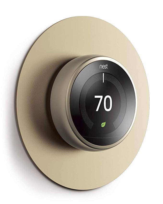 elago Wall Plate Cover for Nest Learning Thermostat [Brass] - [Exact Color Match with Nest][Fingerprint Resistant Coating][Durable Aluminum] - for 1st, 2nd, 3rd generation, and Nest Thermostat E