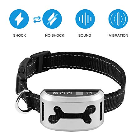 Bark Collar [2018 Smart Chip] Dog Shock Anti-Barking Collar with Beep, Vibration and Harmless Shock. No Bark Control for Small/Medium/Large Dogs with 7 Sensitivity Levels, Rechargeable and Rainproo