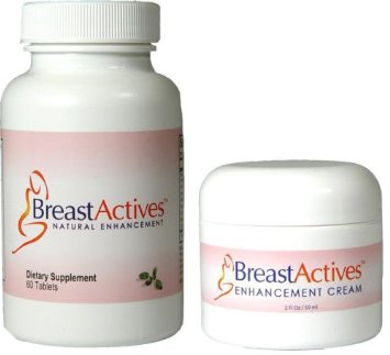 Breast Actives All Natural Breast Enhancement Supplement Capsules and Cream Combo Kit - Natural Formula for Natural Breast Enhancement - 1 Pack 1 Month Supply - 60 Capsules - 2 oz Cream