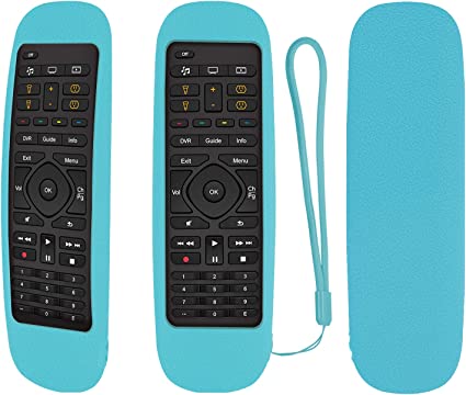 Protective Silicone Remote Case ONLY for Logitech Harmony Companion All in One Remote Control Shockproof Washable Skin-Friendly Remote Control Cover with Loop (Glow in Dark Blue)