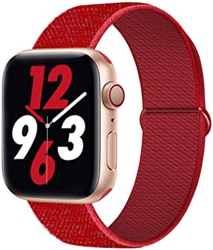 Qunbor Strap Compatible with Apple Watch 38mm 40mm 42mm 44mm for iWatch Series 5 4 3 2 1, Sport Replacement Band Wristband Weave Loop Elastic Fabric Canvas Women Men Breathable Adjustable