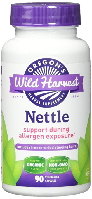 Oregon's Wild Harvest Nettle (Freeze Dried) Organic Supplement, 90 Count vegetarian capsules , 600mg organic Nettle freeze-dried tops