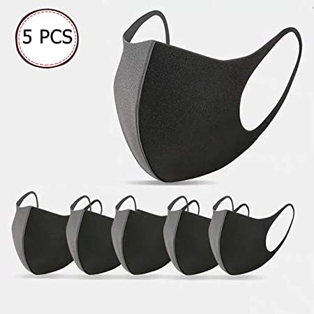 Yolococa 5 Pack Homehold Unisex Adjustable Anti Dust External Shielding Cloth,Black Cotton For Cycling Camping Travel