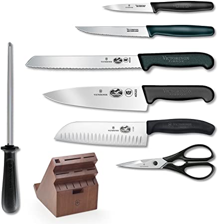 Victorinox Fibrox Professional 13 Piece Cutlery Set With Swivel Knife Block & Tablet Recipe Holder