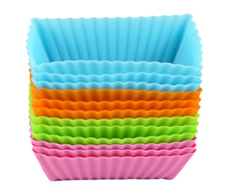 Bakerpan Silicone Mini Cake Holders, Mini Loaf Cup, Rectangle Shape, 12 Pack