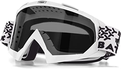 KINGBIKE Motorcycle ATV Goggles Dirt Bike Motocross Safety ATV Tactical Riding Motorbike Glasses Goggles for Men Women Youth Fit Over Glasses UV400 Protection Shatterproof(White Grey)