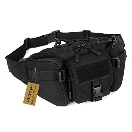 Protector Plus Tactical Waist Pack Pouch Waterproof Molle Fanny Hip Belt Bag (Black)