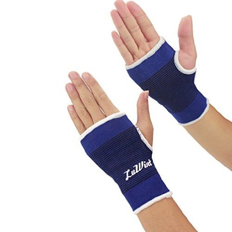 Luwint Elastic Palm Wrist Compression Sleeve Hand Support Guards for Pain Carpal Tunnel 1 Pair Blue