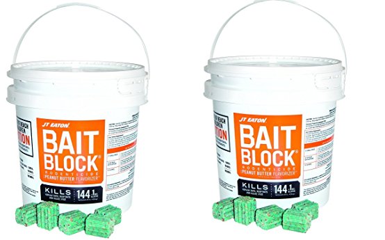 JT Eaton 709-PN Bait Block Rodenticide Anticoagulant Bait, Peanut Butter Flavor, For Mice and Rats (Pail of 144) (2 X 144)