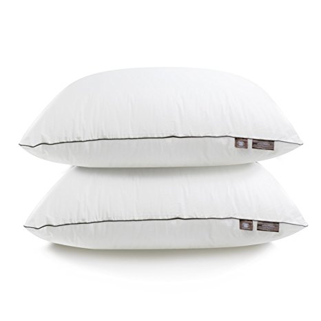 Makimoo MP1 Queen Size 100% Cotton Pillow Down Alternative with Extra Filling Super Soft Anti-Odor Hypoallergenic 2 Pack, Washable Cover Supportive