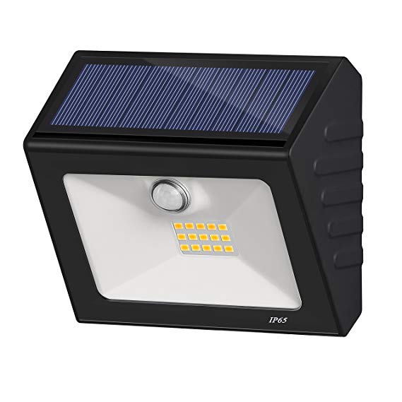 Solar Lights Motion Sensor, High Brightness 15 LED Wireless Waterproof Solar Powered Security Light Flood Lights with Unique Reflector for Gate, Patio, Yard, Garden, Driveway, Fence (Black)