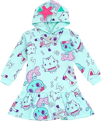 DREAMWORKS GABBY'S DOLLHOUSE Pandy Paws Cakey Cat Mercat Girls Fleece Dress Toddler to Big Kid