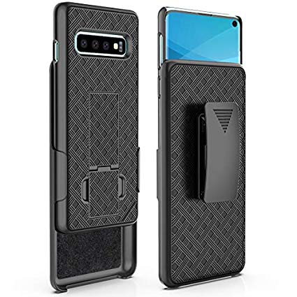 S10 Case, Moona Shell Holster Combo Case for Samsung Galaxy S10 Case with Kickstand & Belt Clip '3 Year Warranty' Galaxy S10 Belt Clip Case, Stylish Thin Hard Galaxy S10 Holster Case