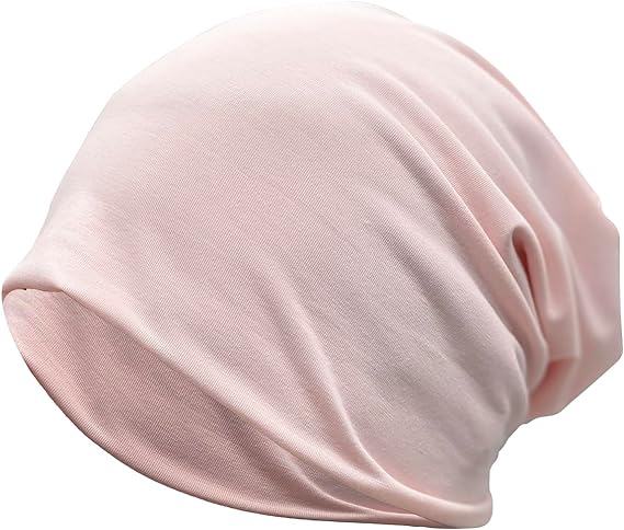 JarseHera Slouchy Beanie for Men Women Cotton Headwear Chemo Caps Cancer Hats Light Pink 1 Pair …