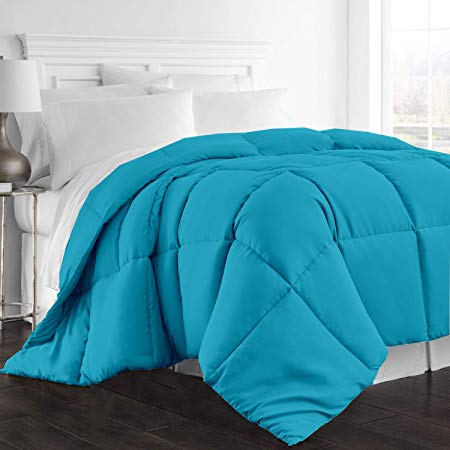 Fairpeak All Season Goose Down Alternative Comforter, 1000-TC Oversize Queen Luxury Comforter 1-PC Hypoallergenic 100% Egyptian Cotton Comforter Hotel Quality Soft 600 GSM, Turquish Solid (98"x98")