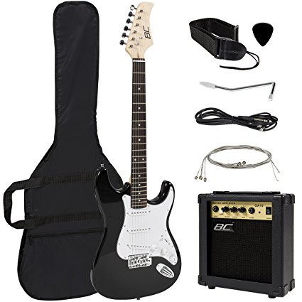 Full Size Black Electric Guitar with Amp, Case and Accessories Pack Beginner Starter Package