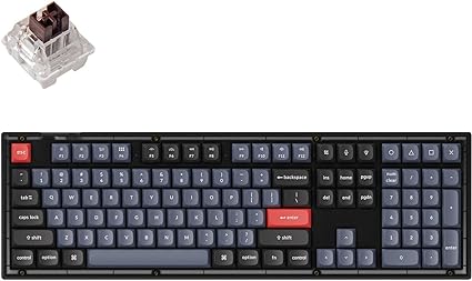 Keychron V6 Wired Custom Mechanical Keyboard, Full-Size QMK/VIA Programmable with Hot-swappable Keychron K Pro Brown Switch Compatible for Mac Windows Linux (Frosted Black-Translucent)