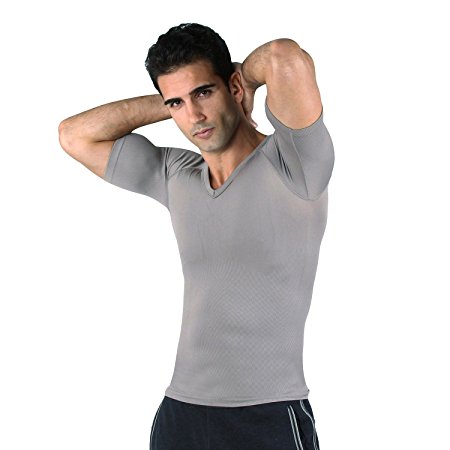 HOTER Mens Slim And Tight Super Soft Compression & Slimming Shaper V-Neck T-shirt