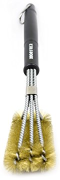 BBQ Butler Brass Grill Brush - Large Triple-Headed Grill Brush - Great for All Smoker/Grill Grates - Ideal for Porcelain Coated Grates
