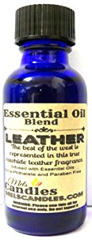 Leather 1oz / 29.5ml Blue Glass Bottle Premium Grade Essential Oil Blend / Fragrance Oil, -Skin Safe Oil, Candles, Lotions Soap & More