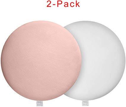 GENERAL ARMOR Round Chair Cushion, Memory Foam Seat Pad 16 Inch, 2 Pack, Comfy Removable Cover (2-Pack Pink White)