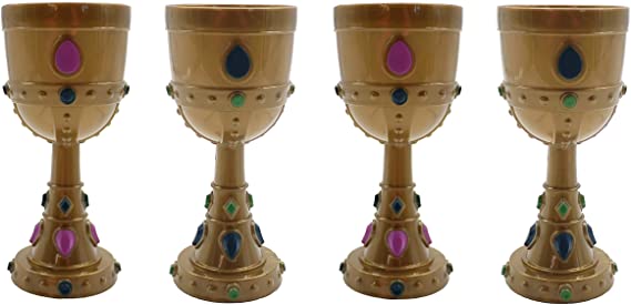 OTC - Medieval style Jeweled Goblet King Queen Pirate Halloween (Colors May Vary) (4-Pack)