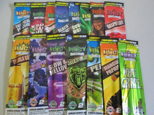 JUICY DOUBLE WRAPS - 20 PACKETS X 2 CIGAR WRAPS IN 10 FLAVORS