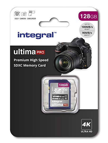 Integral 128 GB Premium High Speed SD (SDXC) V30 UHS-I U3 Memory Card