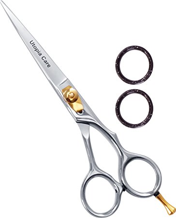 Professional Barber/Salon Razor Edge Hair Cutting Scissors / Shears (6 ½ Inch, Forged) with Fine Adjustable Tension Screw - Detachable Finger Rest - Japanese Stainless Steel - by Utopia Care