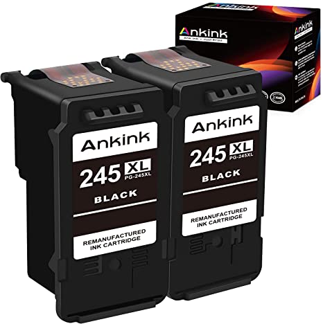 Ankink High Yield 245XL Black Ink Cartridge (2 Pack) Remanufactured for Canon 245 XL Cannon 245 PG245 PG245XL Canon245 Canon245xl 243 Pg243 for Pixma TR4520 MX490 MX492 MG2522 TS3122 TR4522 Printer