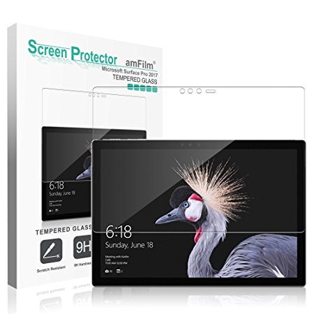 New Surface Pro 2017 / Surface Pro 4 Screen Protector Glass, amFilm Tempered Glass Screen Protector for Microsoft Surface Pro 4 / New Surface 2017 Version (5th gen) (1-Pack)