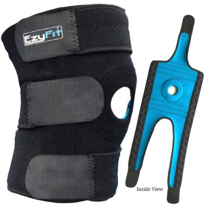 EzyFit Knee Brace Support Dual Stabilizers & Open Patella - Adjustable Breathable Neoprene for ACL Meniscus Tear Injury Recovery Comfort Fit - 3 Sizes