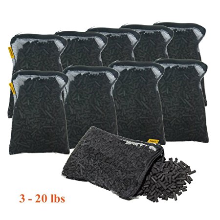 Aquacity Activated Charcoal Carbon in Free Mesh Media Bags for Aquarium Fish Pond Tank Canister Filter (10-Pack (10 lbs))