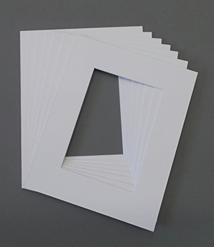 Pack of 10 11x14 Cream Picture Mats with White Core Bevel Cut for 8.5 X 11 Pictures