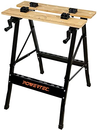 POWERTEC MT4006 Deluxe Bamboo Workbench Top | Portable Project Center and Vise Tool w/4 Bench Dogs