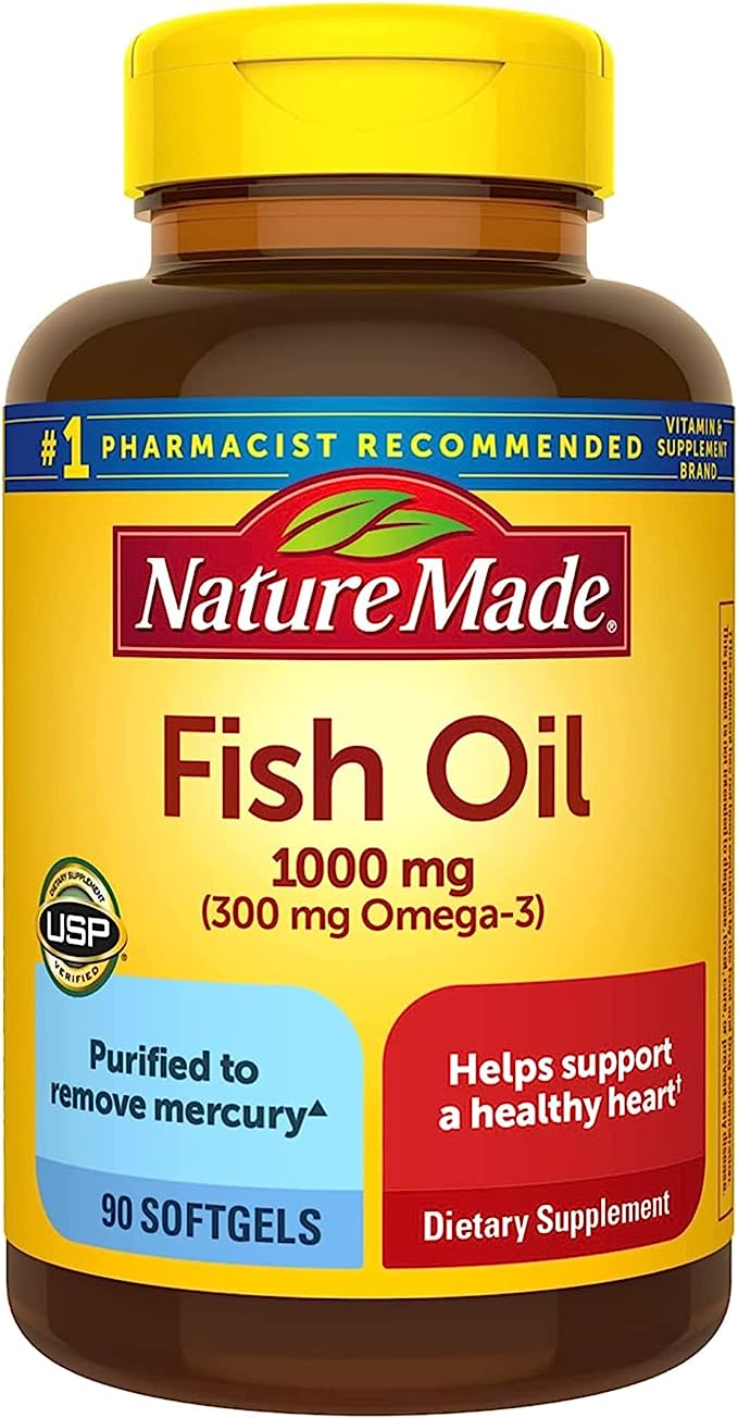 Fish Oil 1000 mg, 90 Softgels- Omega 3 Supplement for Heart Healths….