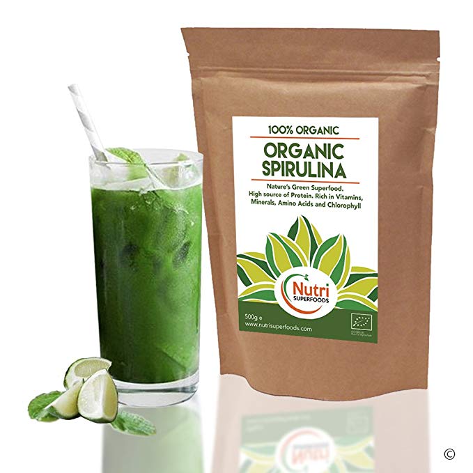 Spirulina powder, Organic Vegan Plant Protein, High Chlorophyll Green Algae Superfood (500g)