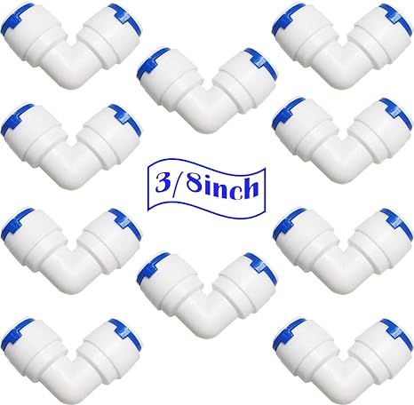 CESFONJER Ro Water Filter Fitting, 10 Pcs 3/8" Elbow Push Fit Quick Connect, for Water Filter Dispensers and Reverse Osmosis