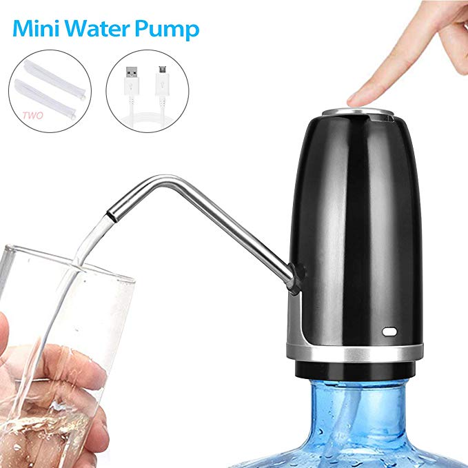 JUSONEY 5 Gallon Water Pump, Mini USB Charged Water Dispenser, Portable Water Jug Pump Of 1200Mah Battery, Upgraded Plus 2 Silicone Replacement Hoses